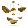 Full product view of a handcrafted brass multi-light pendant chandelier