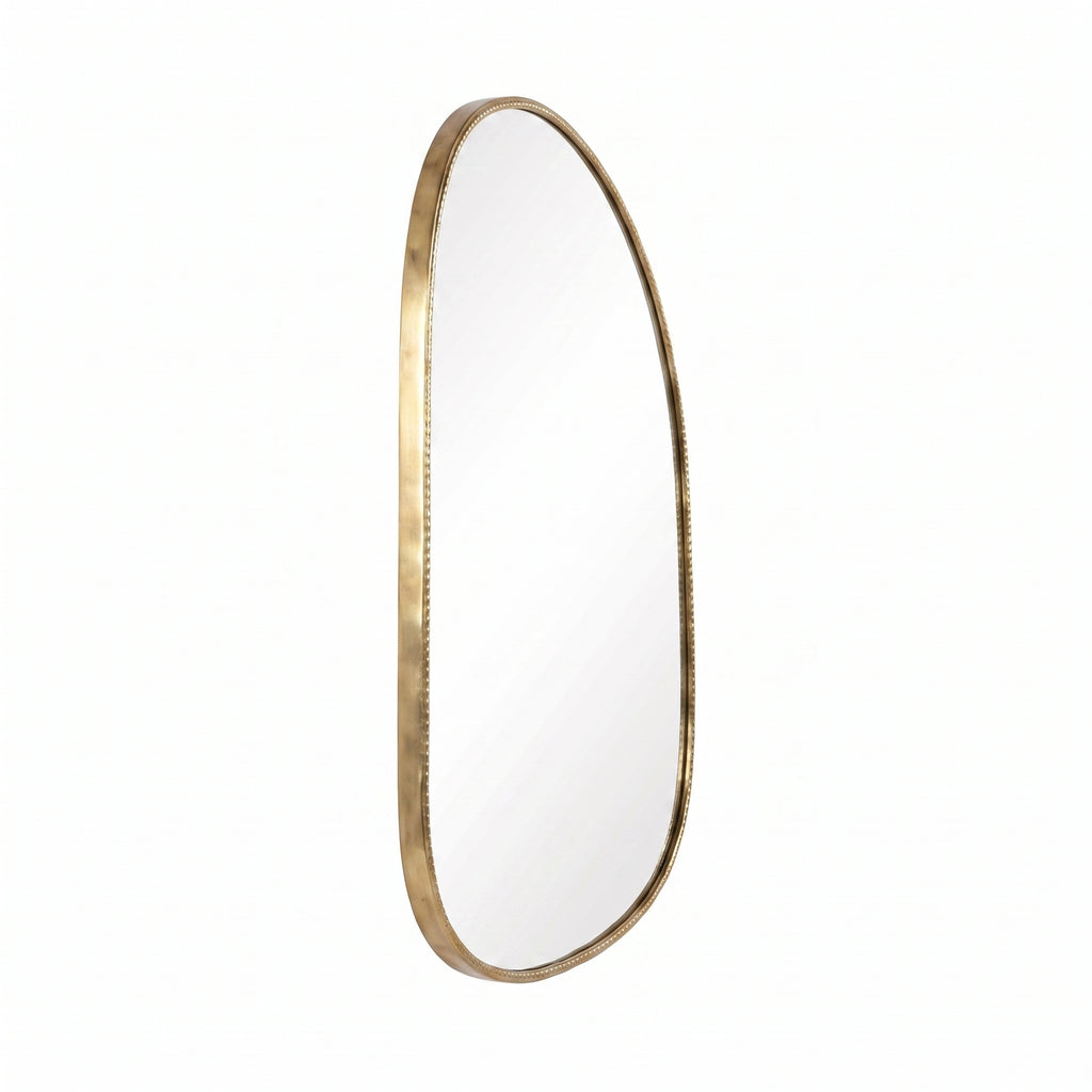 Right side view showing the depth of the brass mirror frame
