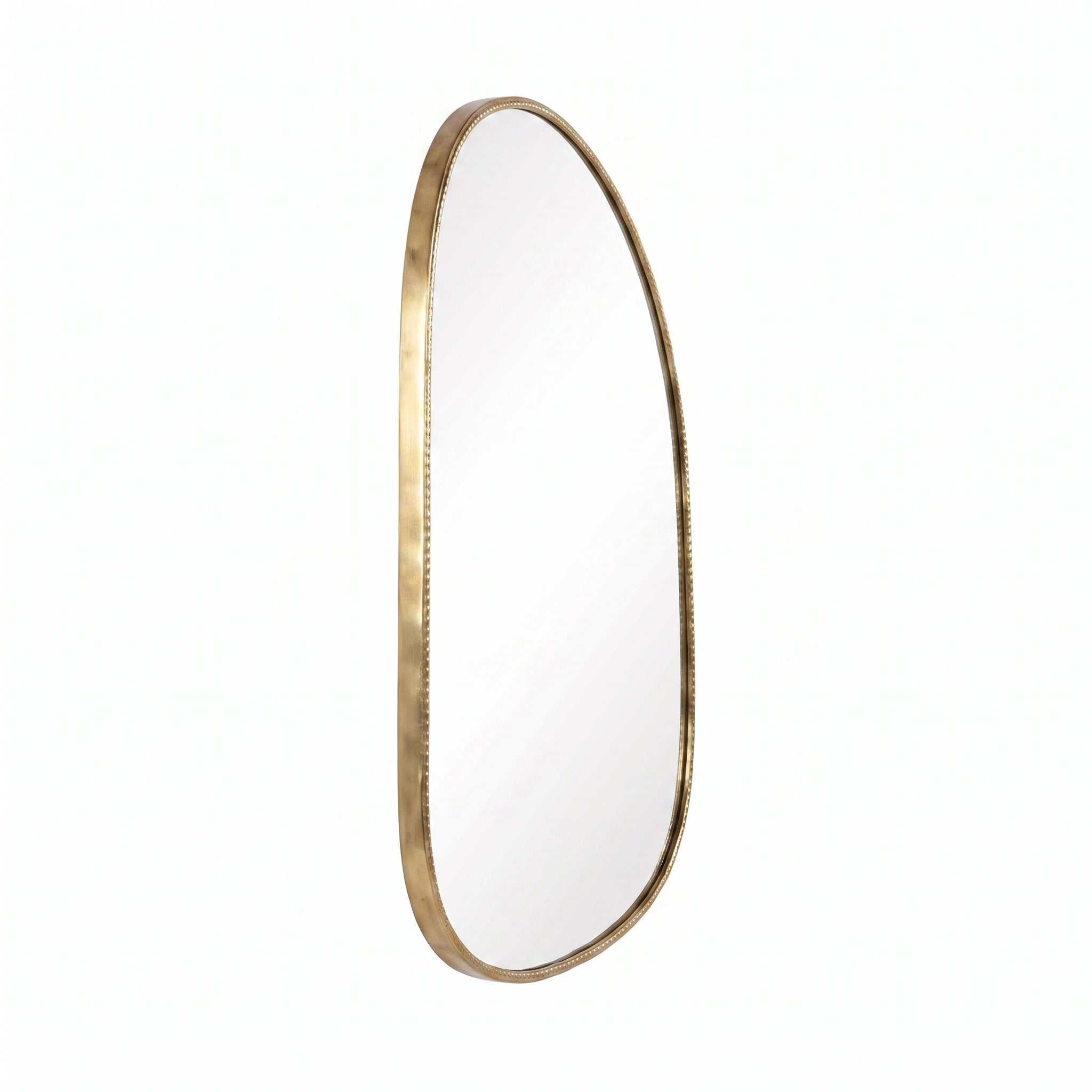 Right side view showing the depth of the brass mirror frame