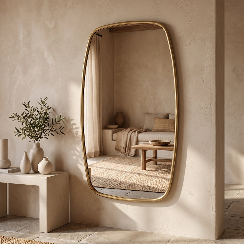 Hand-Etched Moroccan Brass Wall Mirror – Artisan Frame