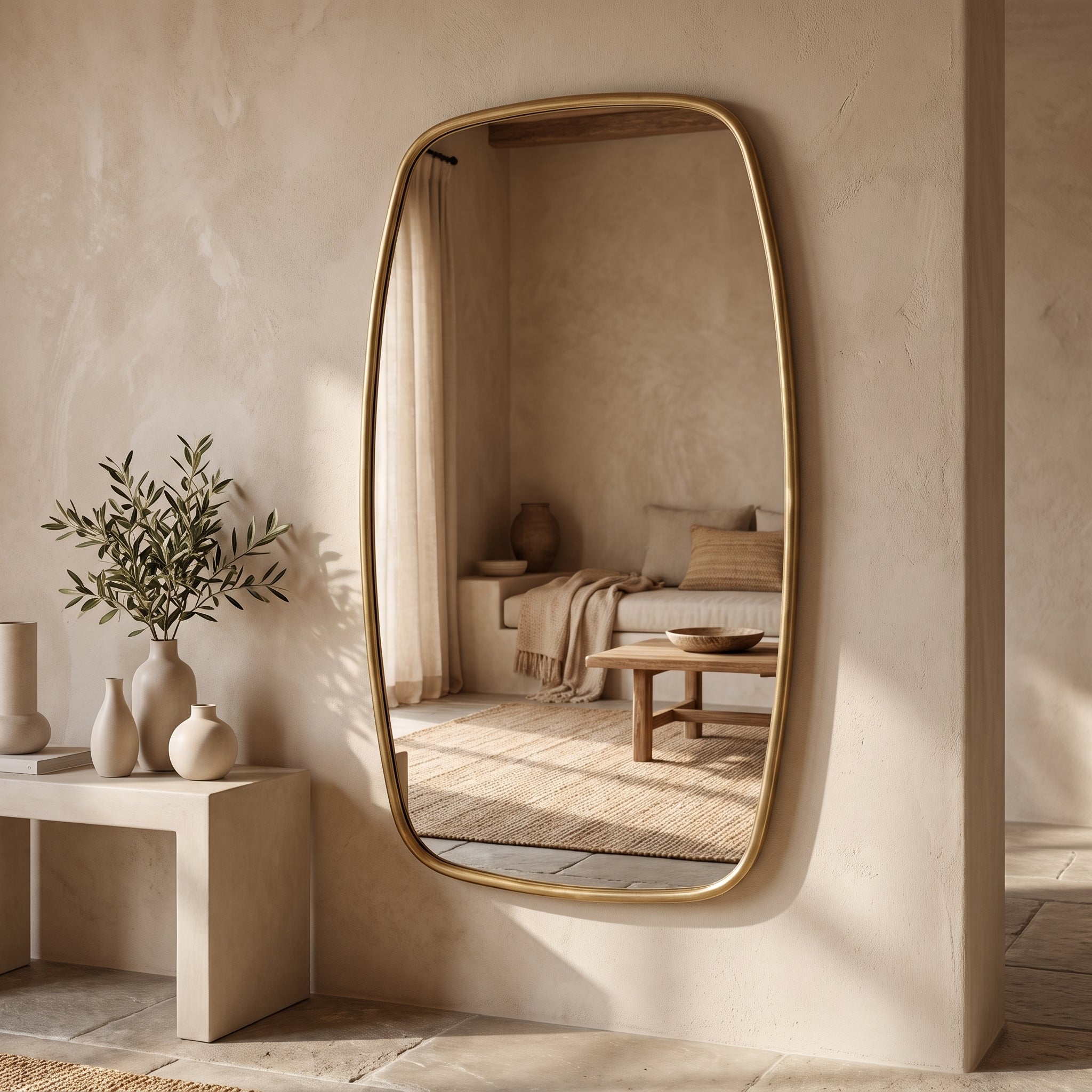 Hand-Etched Moroccan Brass Wall Mirror – Artisan Frame
