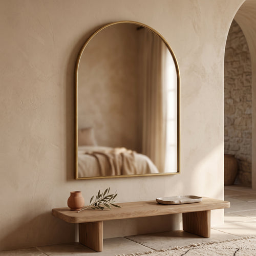 Hand-Etched Moroccan Brass Wall Mirrors – Set of 2