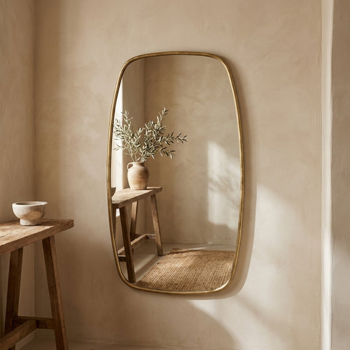 Hand-Etched Moroccan Brass Wall Mirror – Artisan Frame