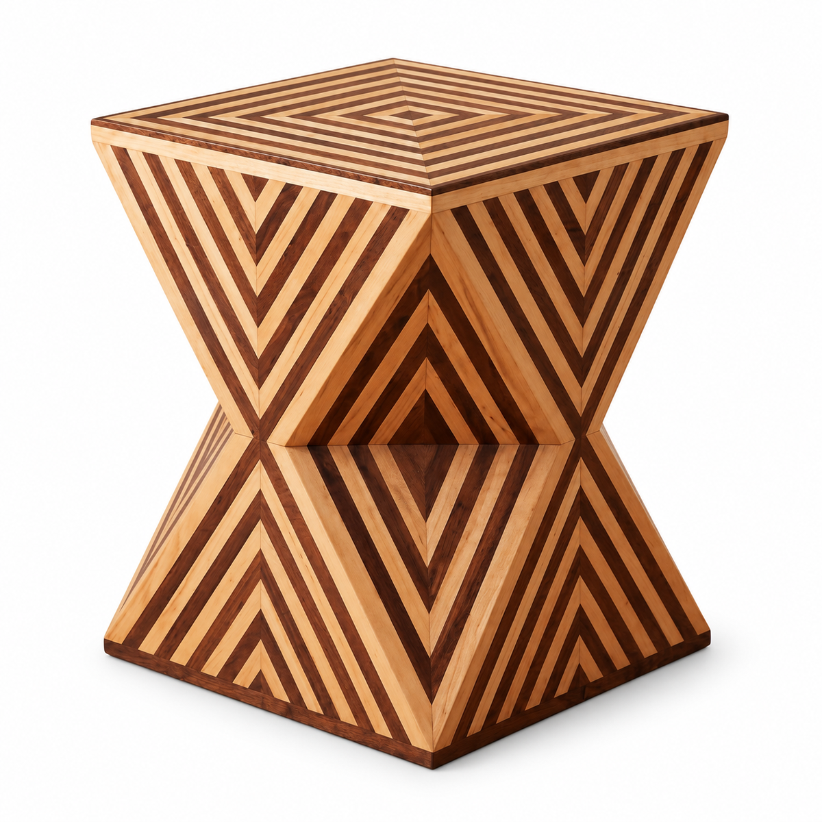 Geometric Hourglass Side Table on a white background
