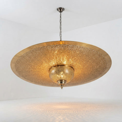 NEOMEDINA large Moroccan filigree brass dish pendant light