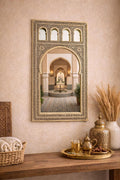 Moroccan Brass Arched Wall Mirror – Decorative 48 cm