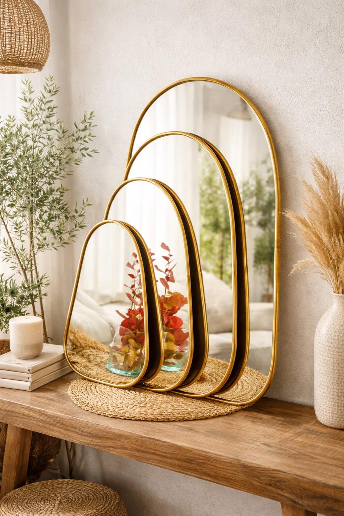 Moroccan Brass Asymmetrical Wall Mirror – Slender