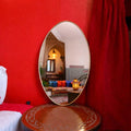 Moroccan Brass Irregular Oval Wall Mirror