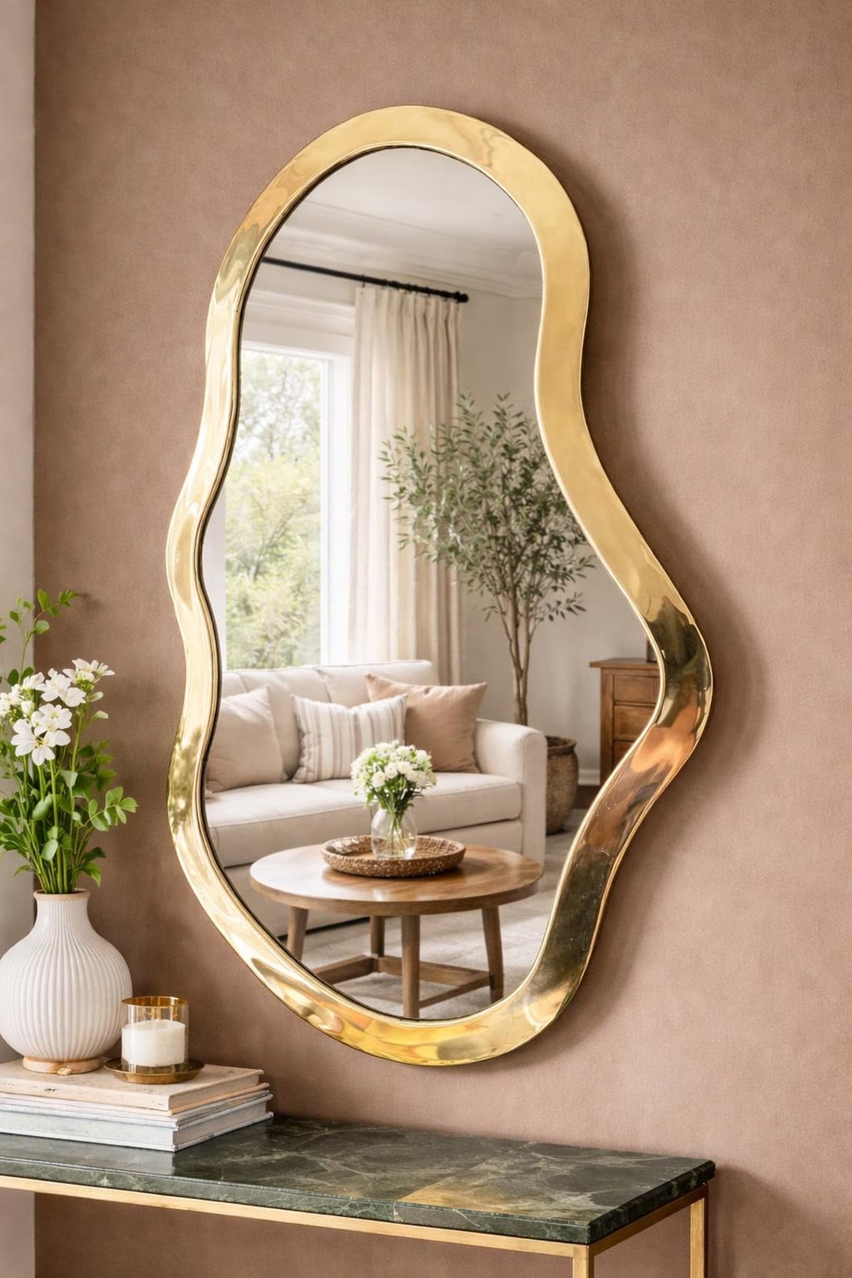 Moroccan Brass Irregular Wall Mirror – Organic Gold
