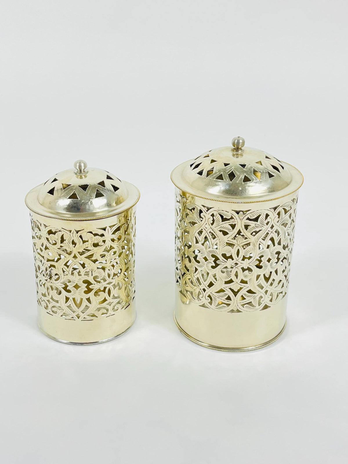 Moroccan Brass Lantern Candle Holder – Geometric Cutouts