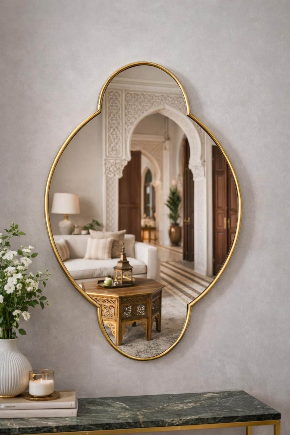 Moroccan Brass Oval Wall Mirror – Organic Outline