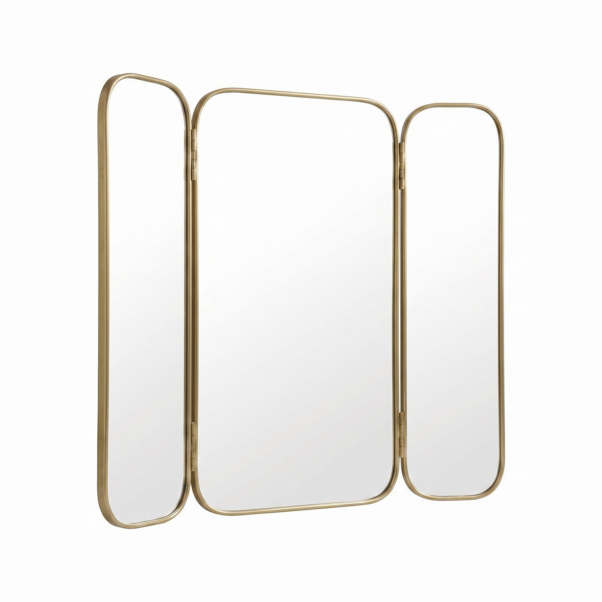 Handcrafted Moroccan brass triptych mirrors by NEOMEDINA