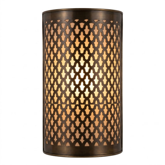 Moroccan brass wall sconce with lattice pierced pattern, 27 by 16 cm