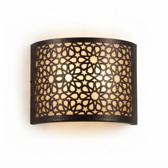 NEOMEDINA wide star lattice Moroccan wall sconce
