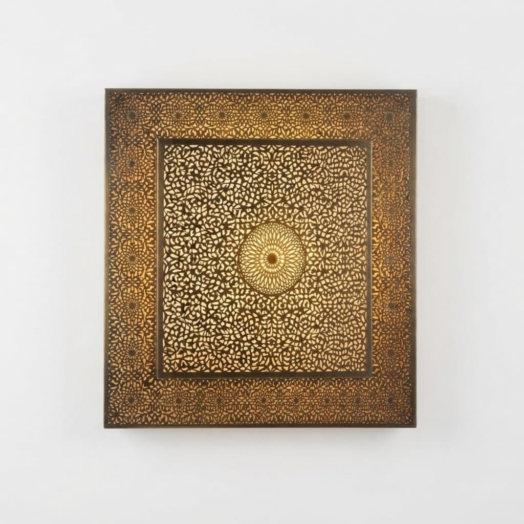 NEOMEDINA square floral rosette Moroccan wall sconce