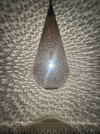 NEOMEDINA Moroccan perforated teardrop pendant casting decorative shadows