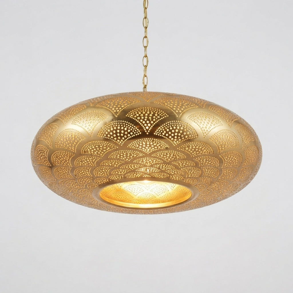 NEOMEDINA Moroccan scallop pattern pierced brass pendant light