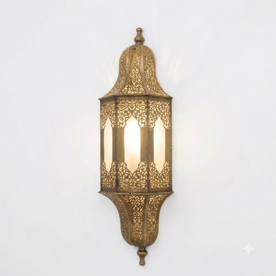 Arched Lantern Moroccan wall sconce in a gold tone