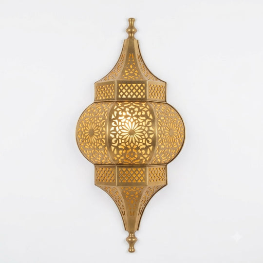 Floral Globe Lantern Moroccan wall sconce in a gold tone