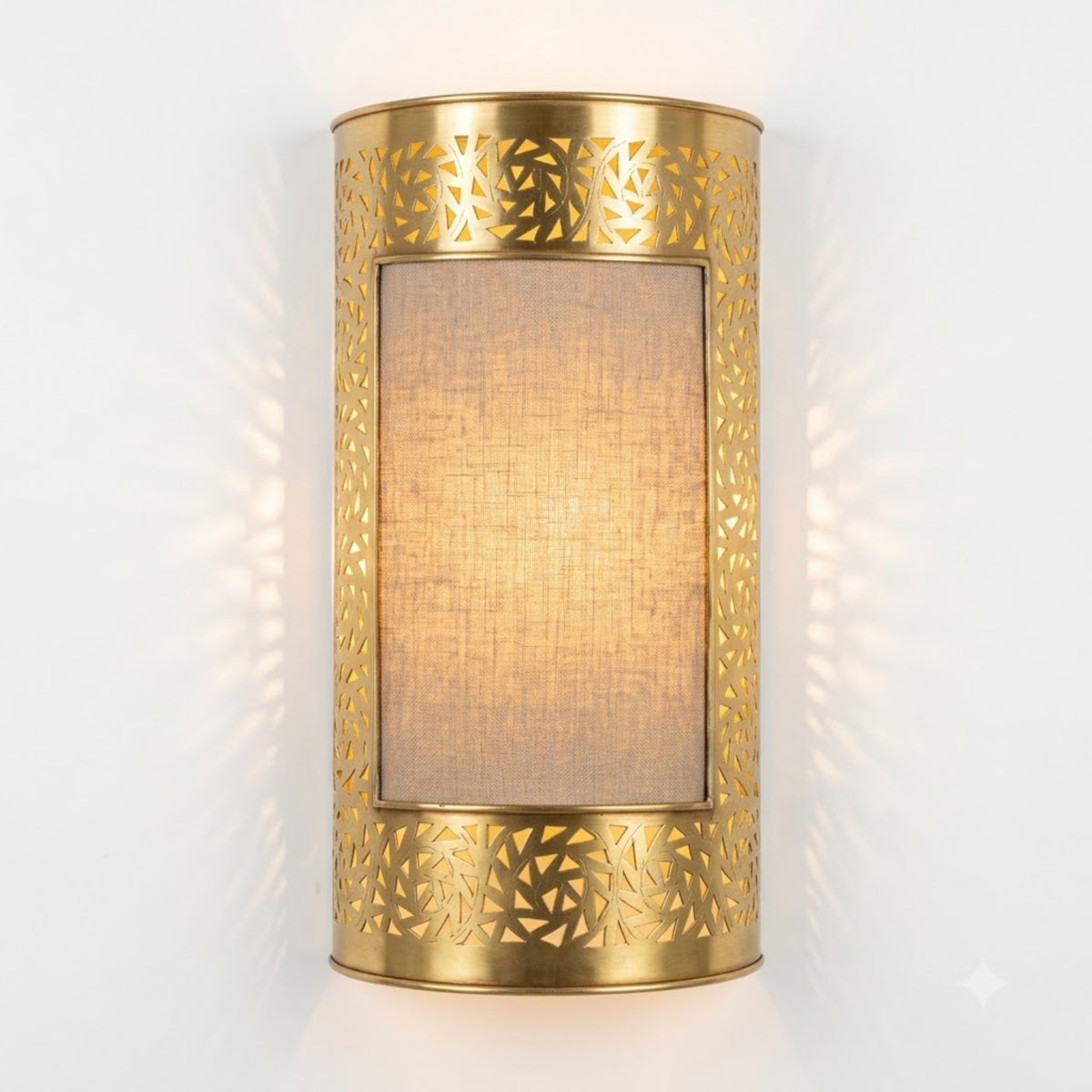 Geometric Border Moroccan wall sconce in a gold tone