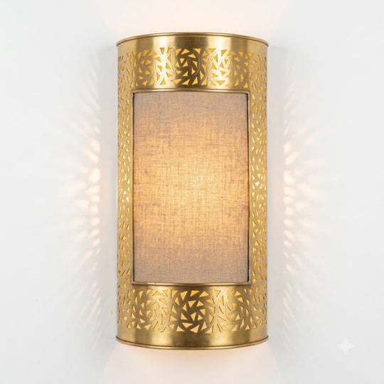 Geometric Border Moroccan wall sconce in a gold tone