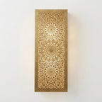 Triple Rosette Panel Front Moroccan wall sconce in a gold tone