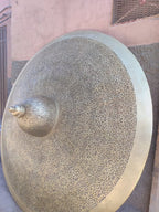 Large Moroccan filigree brass dish pendant product video