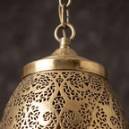Moroccan Filigree Teardrop Pendant 50 cm with an elongated teardrop silhouette and filigree brass