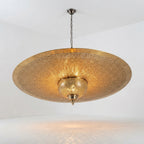 Large Moroccan Filigree Dish Pendant with a broad filigree brass dish
