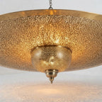 Large Moroccan Filigree Dish Pendant with a broad filigree brass dish